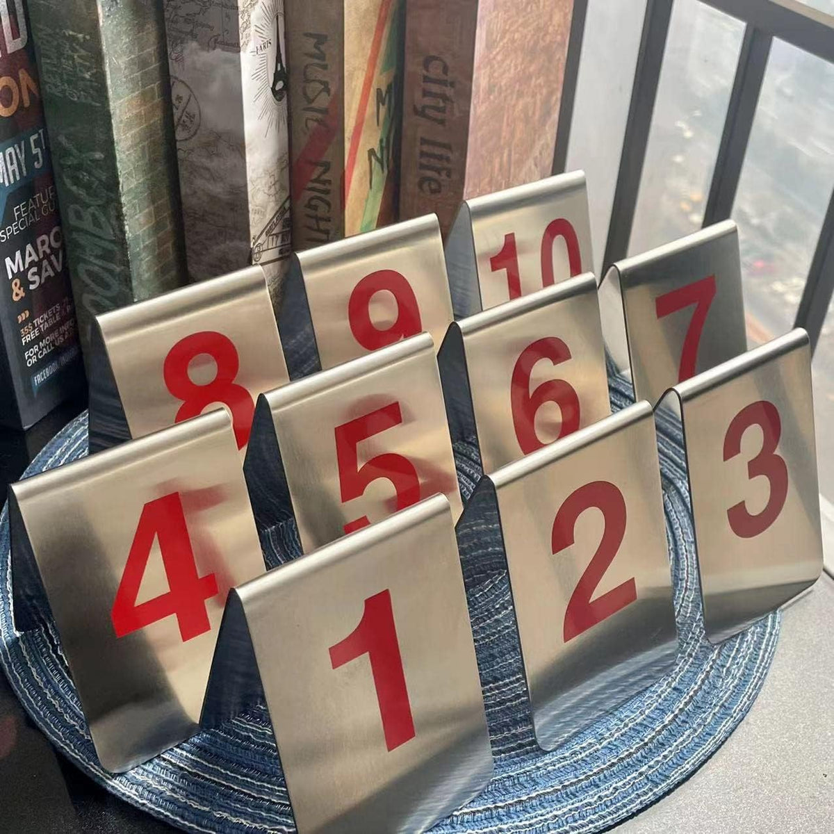 Metal Place Cards Stackable Tent Style Table Numbers,Place Card Holders for TRPG Wedding Party