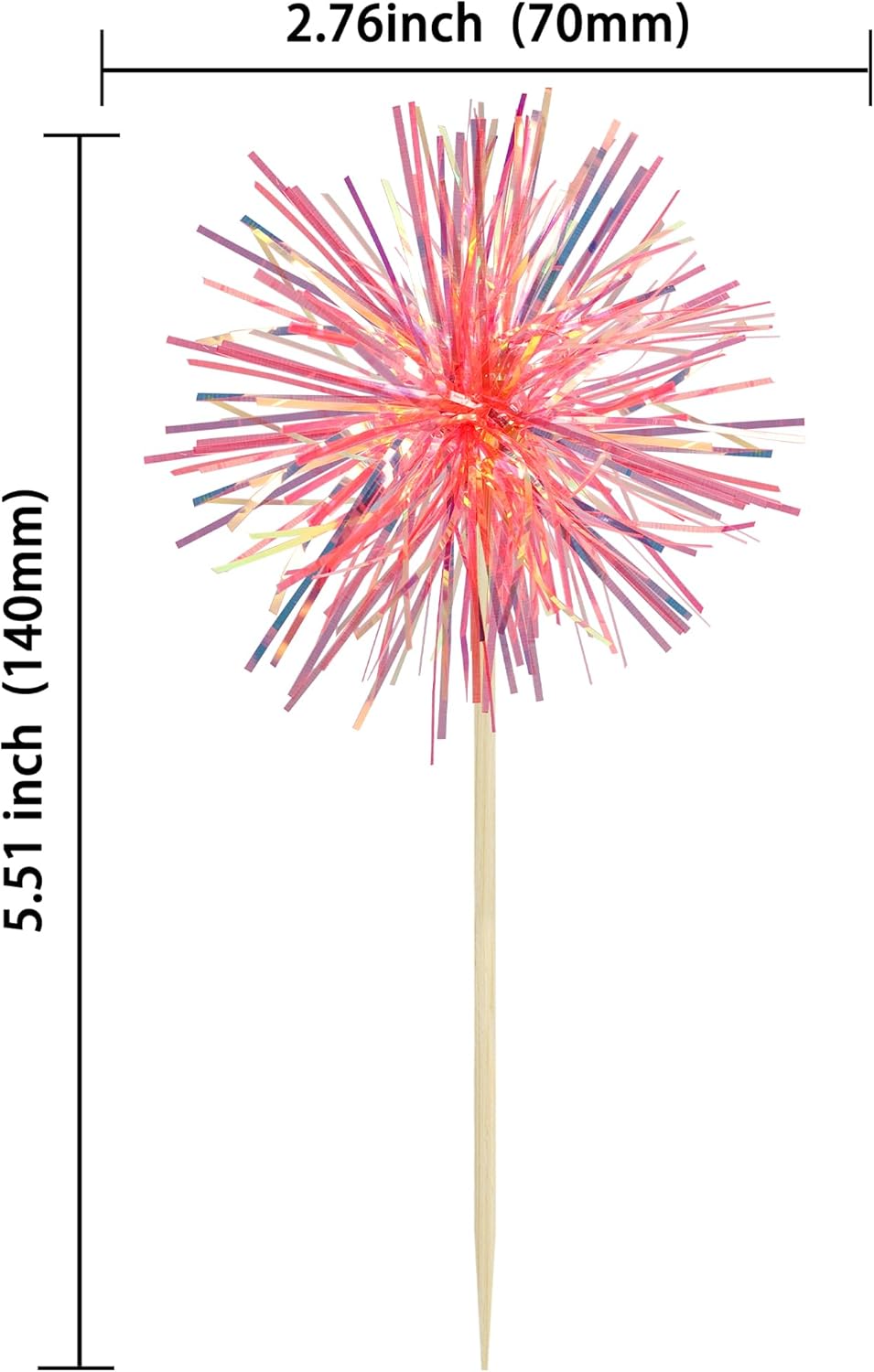 Gyufise 30Pcs Foil Firework Cupcake Toppers Sparkle Tinsel Cake Toppers Tinsel Drink Cake