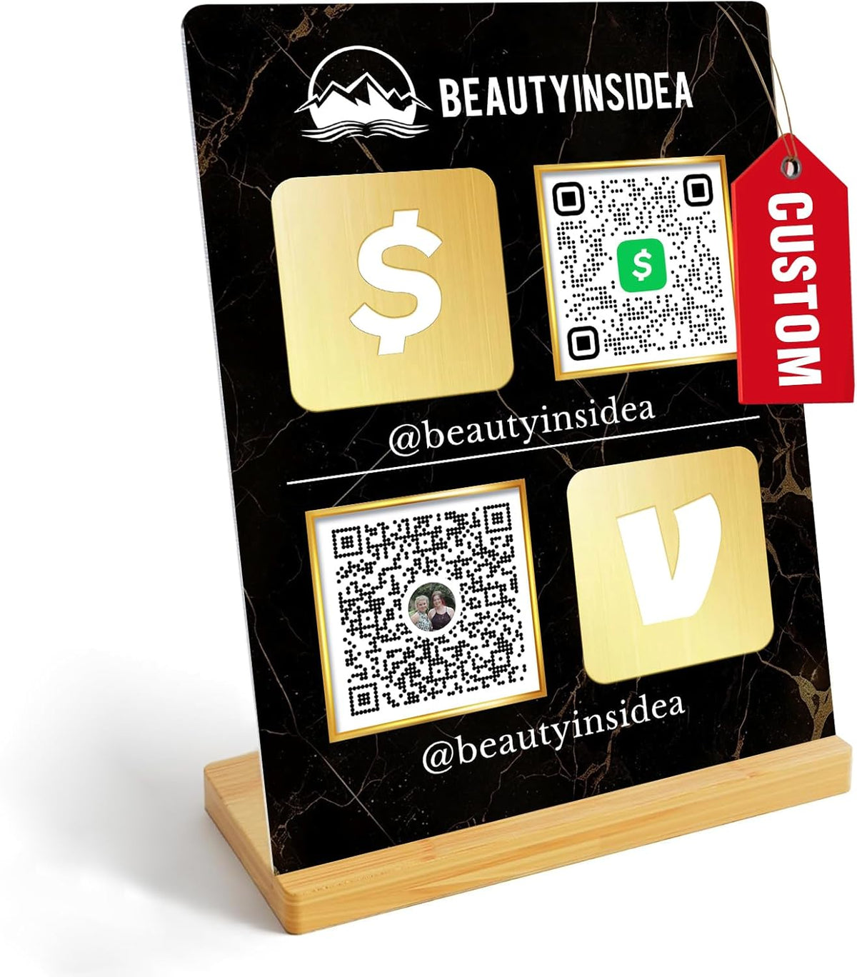 Personalized Custom Metal QR Code Sign Venmo Cashapp Scan to Pay with Stand Instagram Facebook