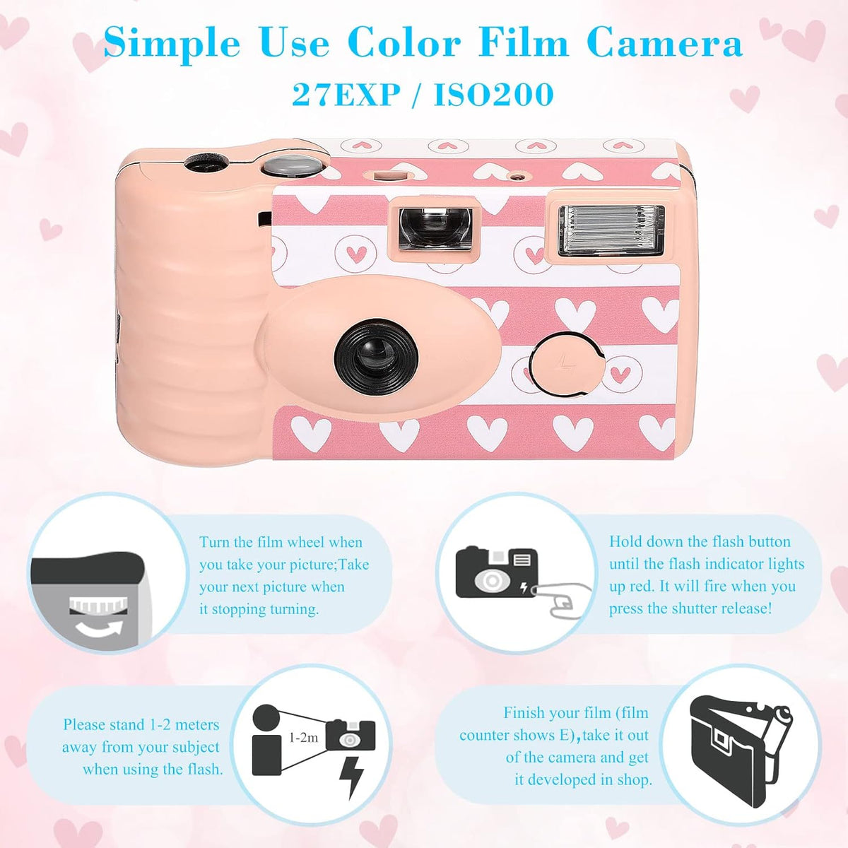 3 Pack Disposable Camera for Wedding Simple Use Color Film Camera with Flash Disposable Cameras One