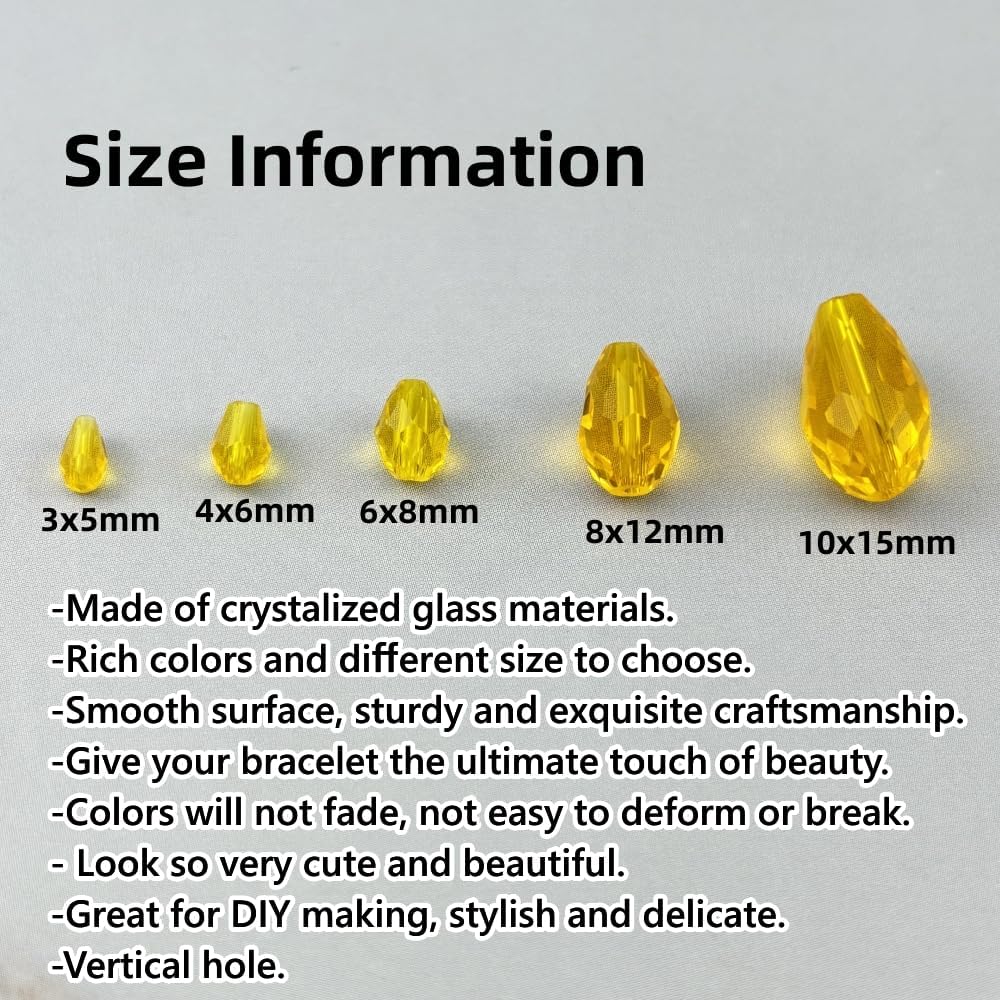 150pcs 4x6mm Teardrop Crystal Glass Beads for Jewelry Making, Faceted Vertical Hole Teardrop Glass