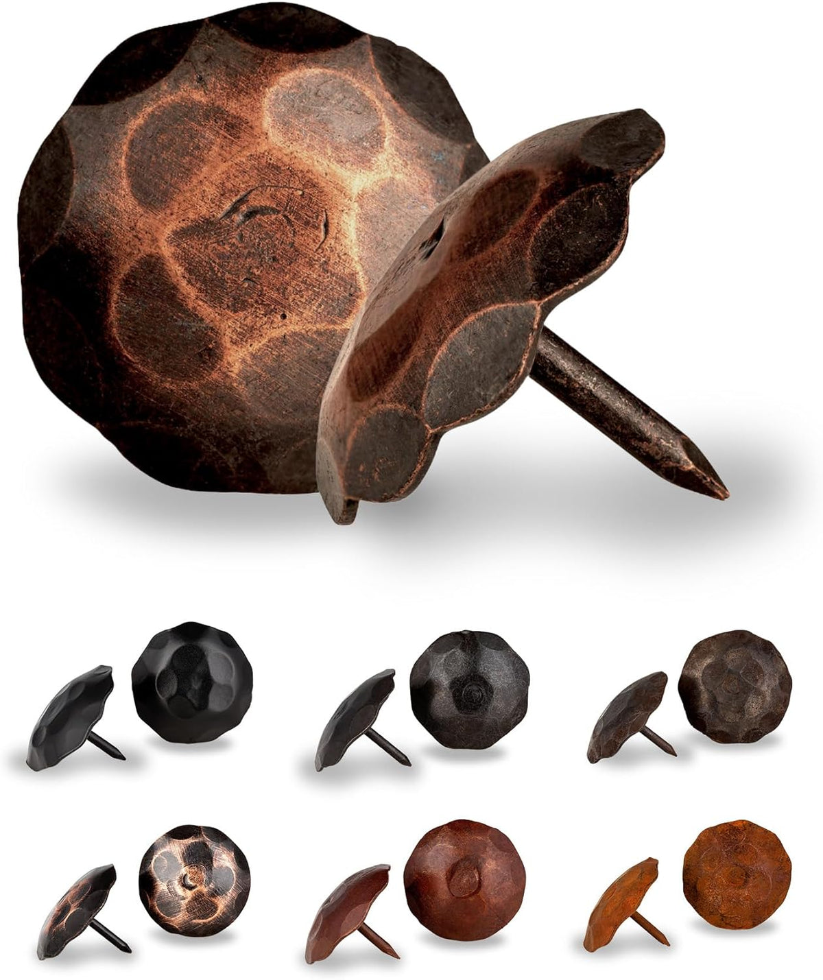 50 Pack 1.25" Round Head Iron Clavos Decorative Nails – Oil Rubbed Bronze – Handmade Rustic Round