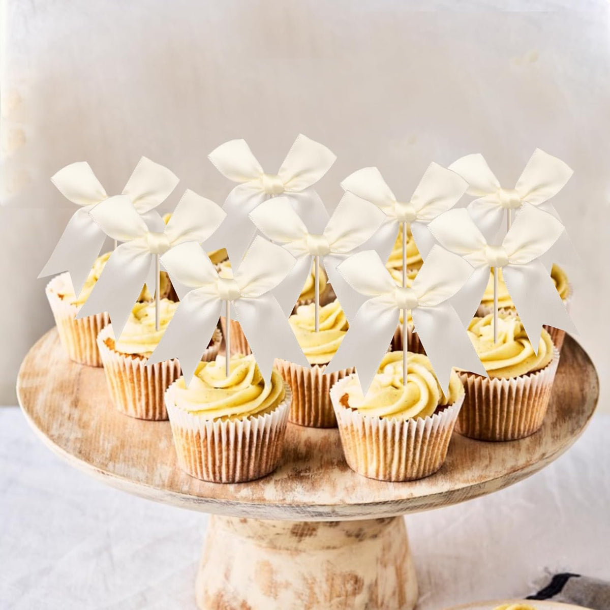 24 PCS Bow Cupcake Toppers Bowknot Coquette Bow Girls Birthday Cake Decorations Bow Cake Toppers