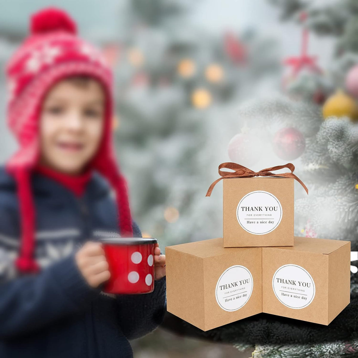 COTOPHER Small Gift Boxes 60 Pack 4x4x4 inches Brown Gift Boxes with Lids for Gifts, Crafting
