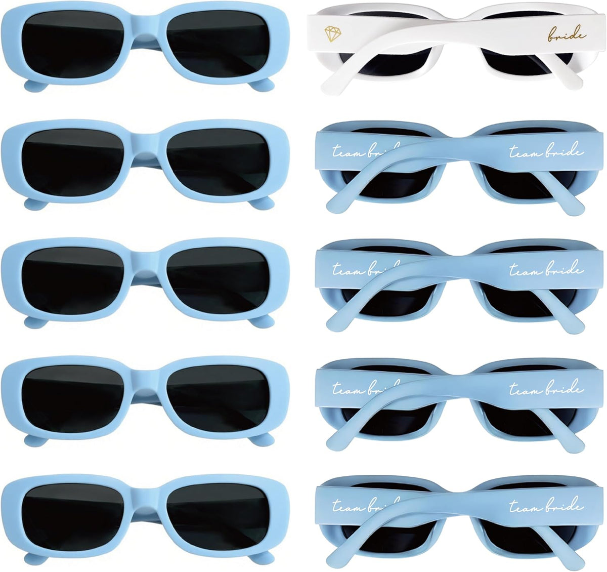 Bride Squad Bachelorette Party Favors 10 Pcs Team Bride Sunglasses Retro Rectangle Bridesmaid Gifts