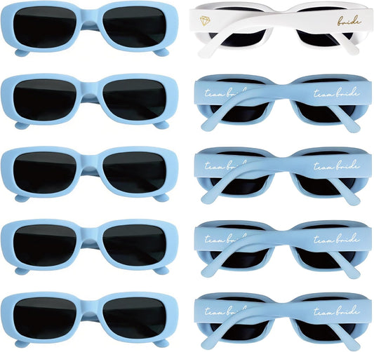 Bride Squad Bachelorette Party Favors 10 Pcs Team Bride Sunglasses Retro Rectangle Bridesmaid Gifts