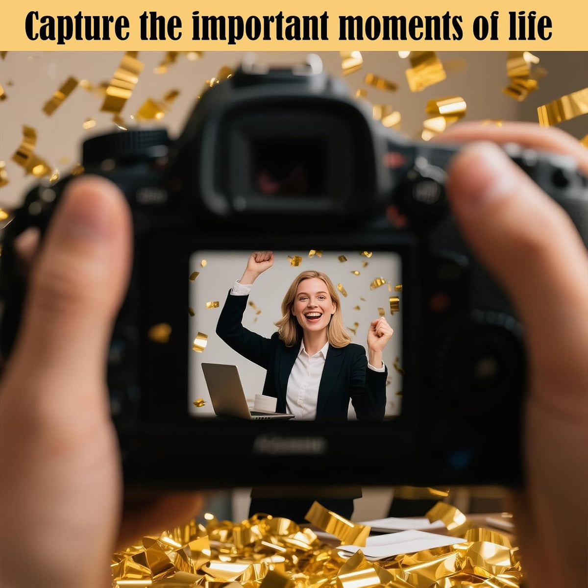 5-Pack Gold Confetti Poppers, 12-Inch Recyclable Confetti Cannons for Weddings, Birthdays