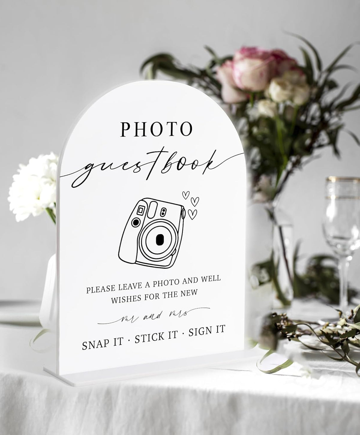 Photo Guest Book Sign, White Arch Acrylic Wedding Sign, Wedding Guest Book Alternative, Bridal