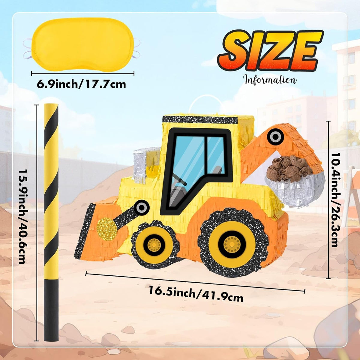 WERNNSAI Construction Pinata - Construction Party Supplies Dump Truck Pinata with Blindfold and Bat