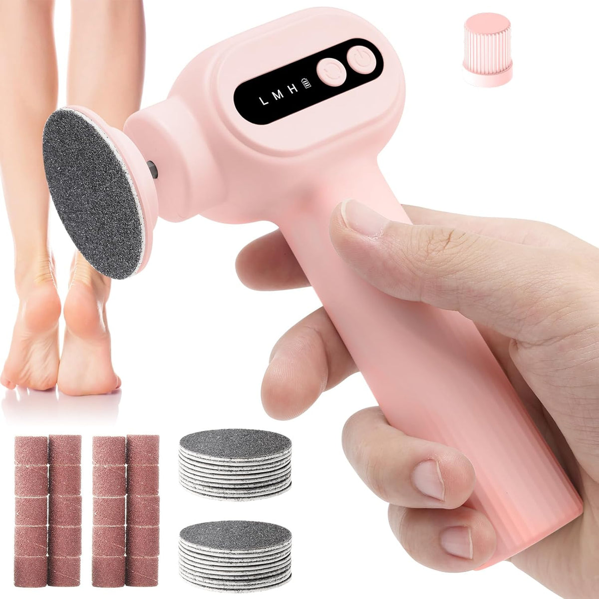 Electric Callus Remover for Feet, 2 in 1 Cordless Foot File Grinder Scrubber for Dead Skin