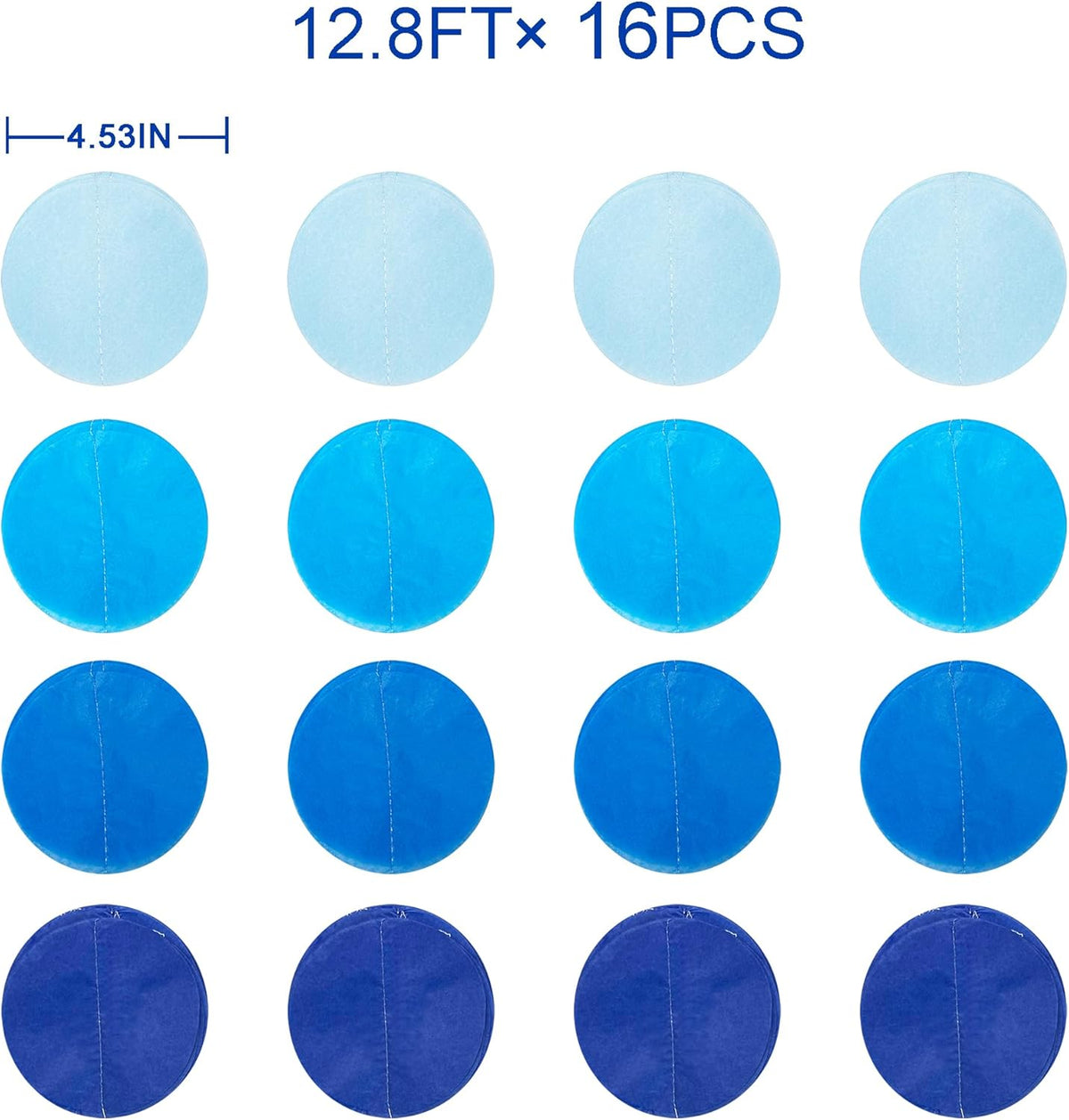 PinkBlume 205 Ft Blue Party Decorations Ombre Navy Circle Dot Backdrop Streamer Royal Tissue Paper