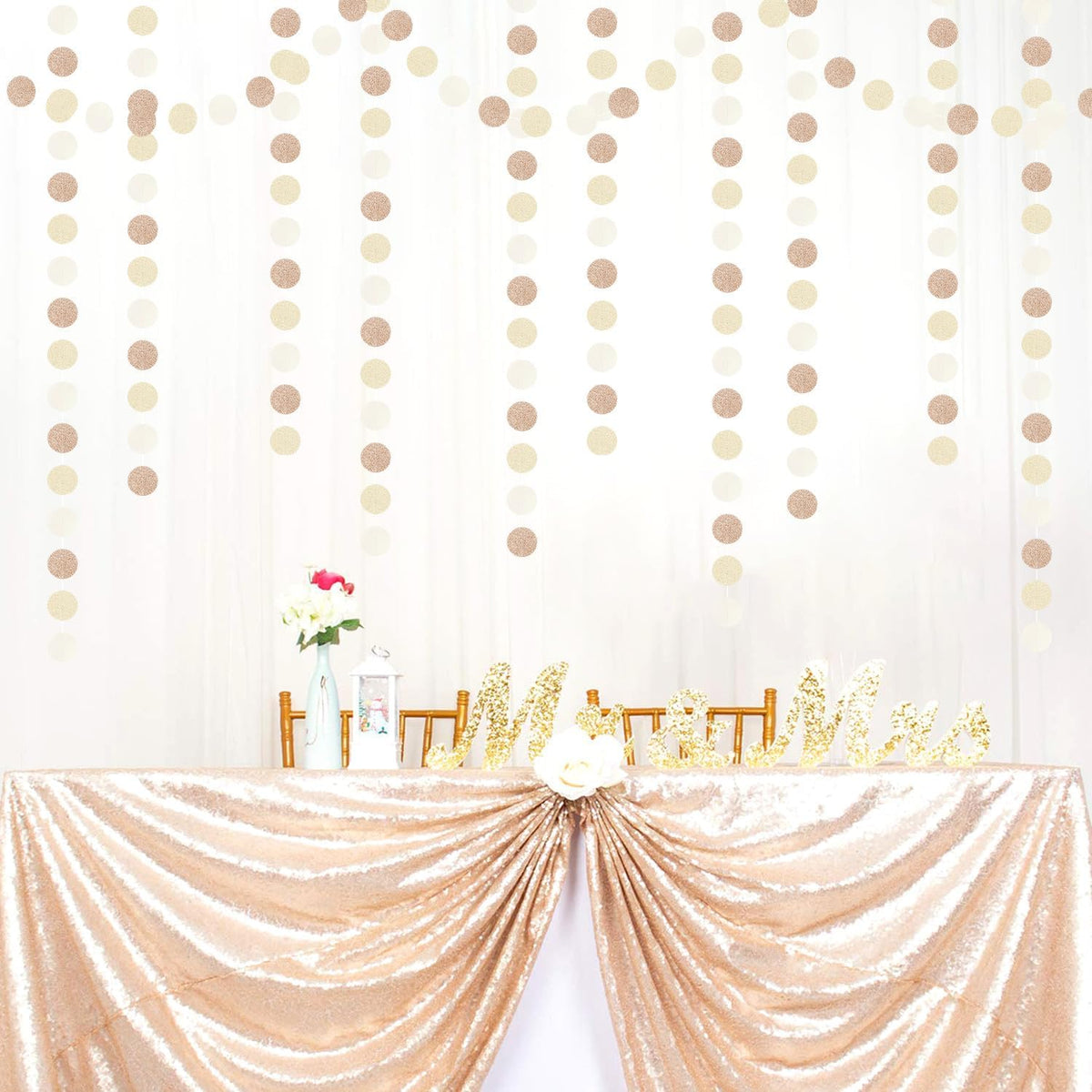 Boho Champagne-Gold Party-Decorations Streamers-Garland - 52ft Fall Rustic Birthday Hanging Paper