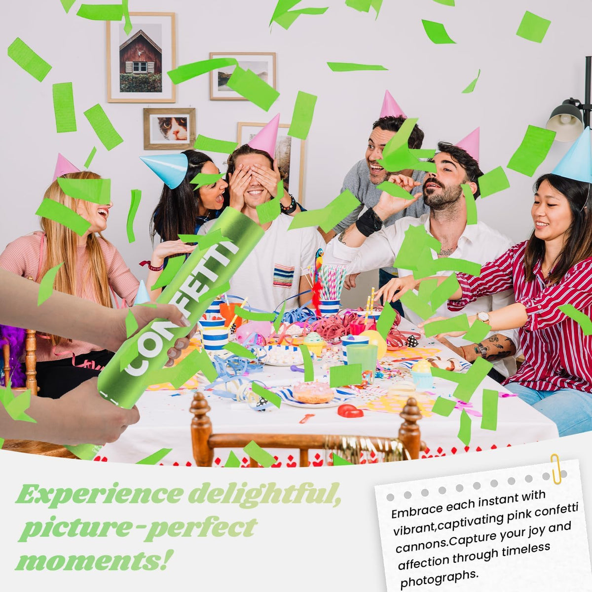 Confetti Cannon Green Biodegradable Confetti Poppers 12Pack Party Poppers Confetti Shooters Green