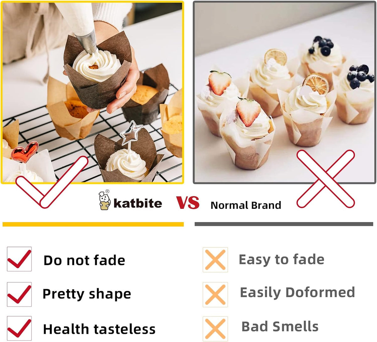 Katbite Tulip Cupcake Liners 200PCS, Muffin Baking Cupcake Liners Holders, Baking Cups, Cupcake