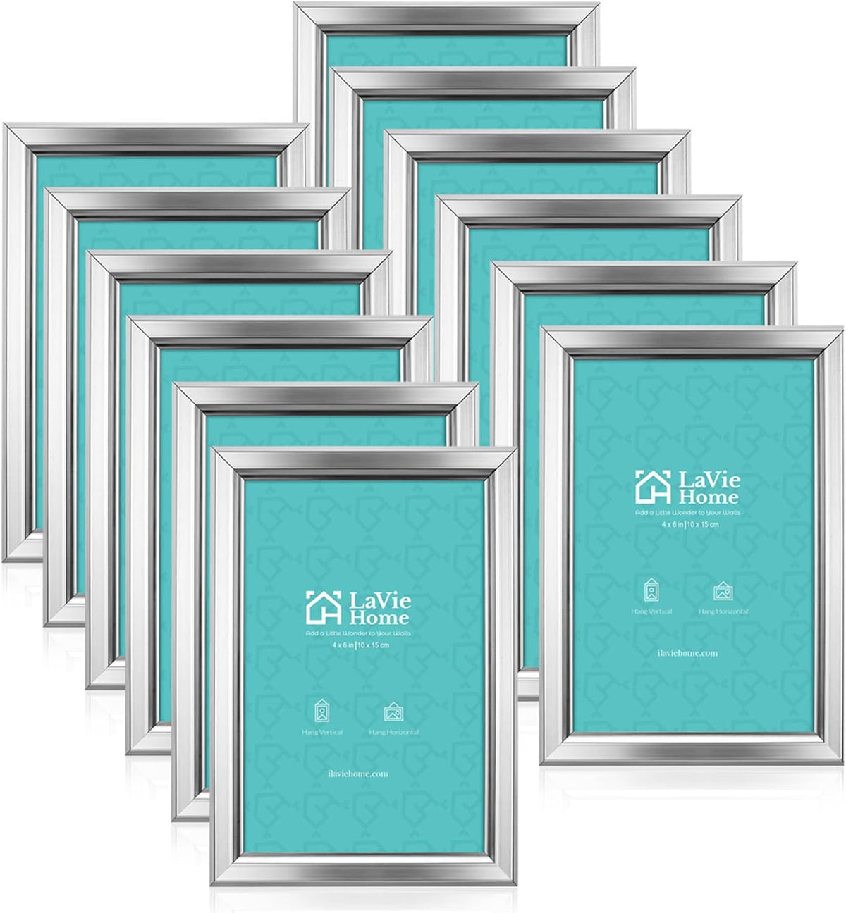LaVie Home 4x6 Picture Frames (12 Pack, Silver) Simple Designed Photo Frame with High Definition
