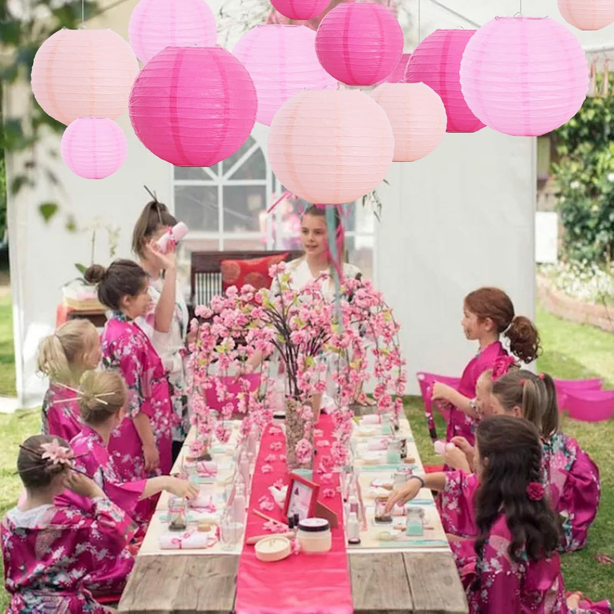 BEISHIDA 12 Pcs Pink Mix Paper Lanterns,Hanging Decorative Chinese Japanese Round Paper Lantern