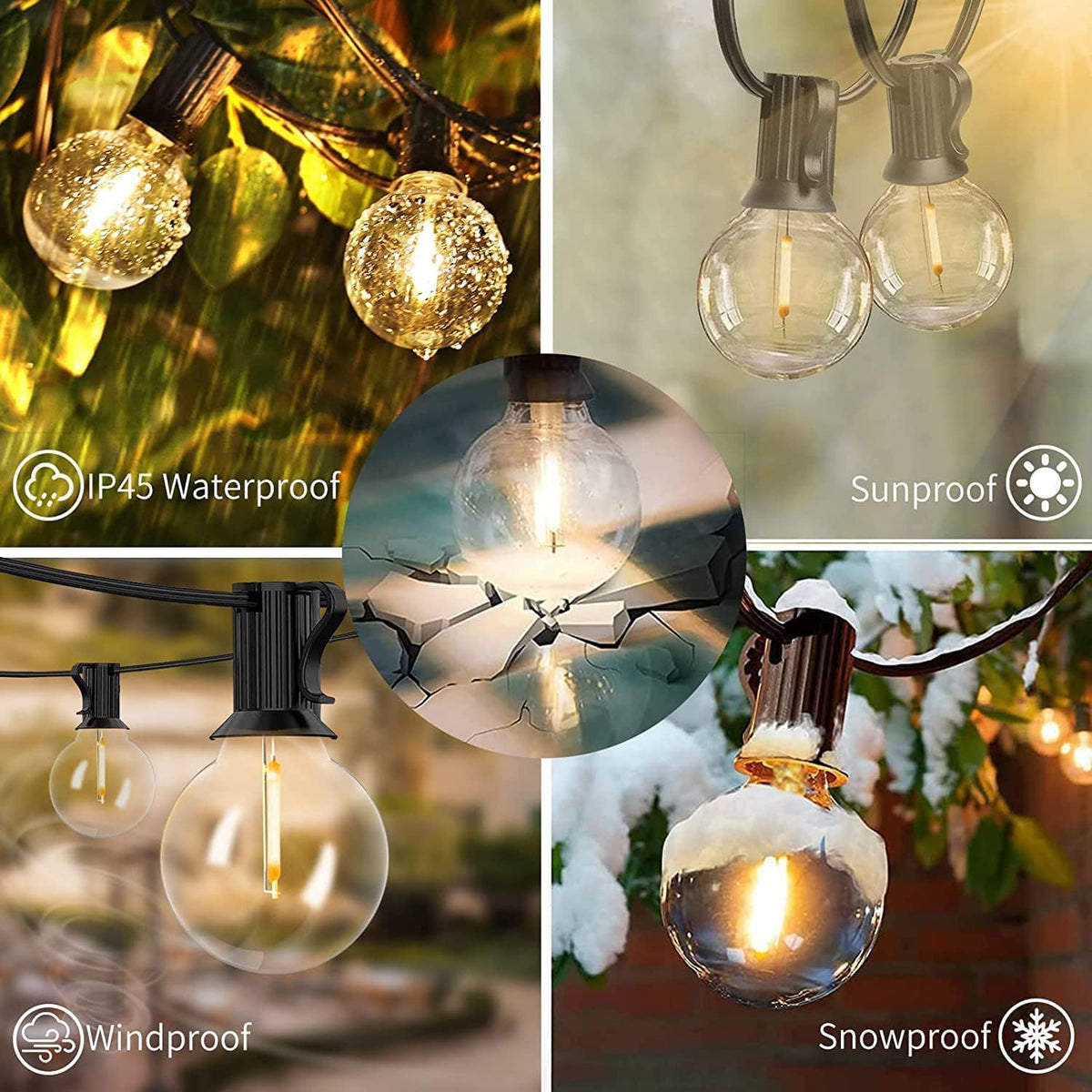 Svater Outdoor String Lights 50 FT, Patio LED Lights Outside with 26pcs Bulbs, Waterproof