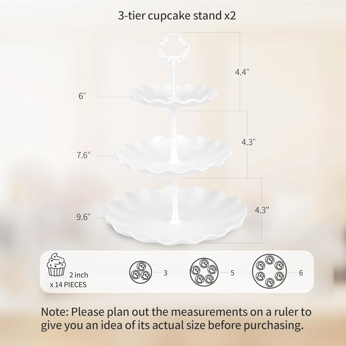 NWK 5 Piece Dessert Table Display Set with 2xLarge 3-Tier Cake Stand/Cupcake Stands, 3X Appetizer