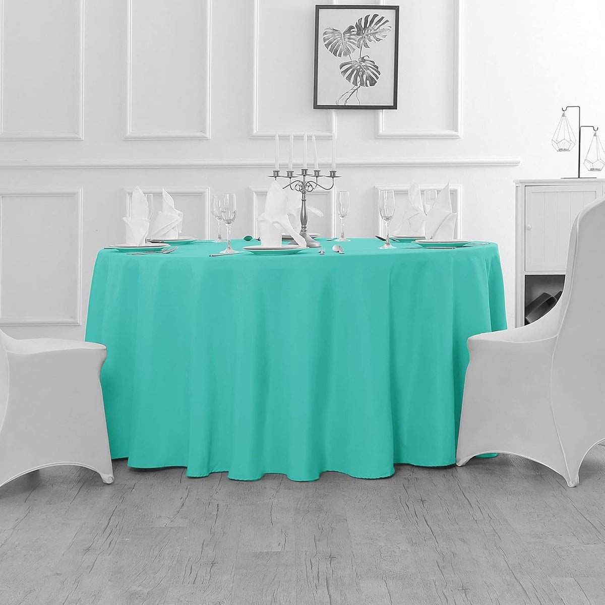 60 inch Round Tablecloth Washable Polyester Table Cloth Decorative Table Cover for Wedding Party