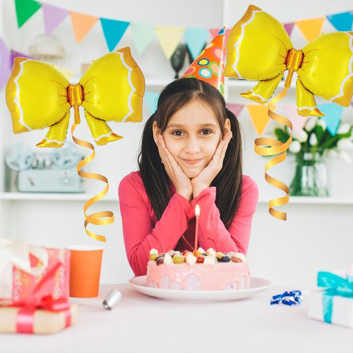 36 Inches Bow Foil Balloon Huge Bowtie Pink Balloon for Baby Shower, Wedding, Kids Theme Party