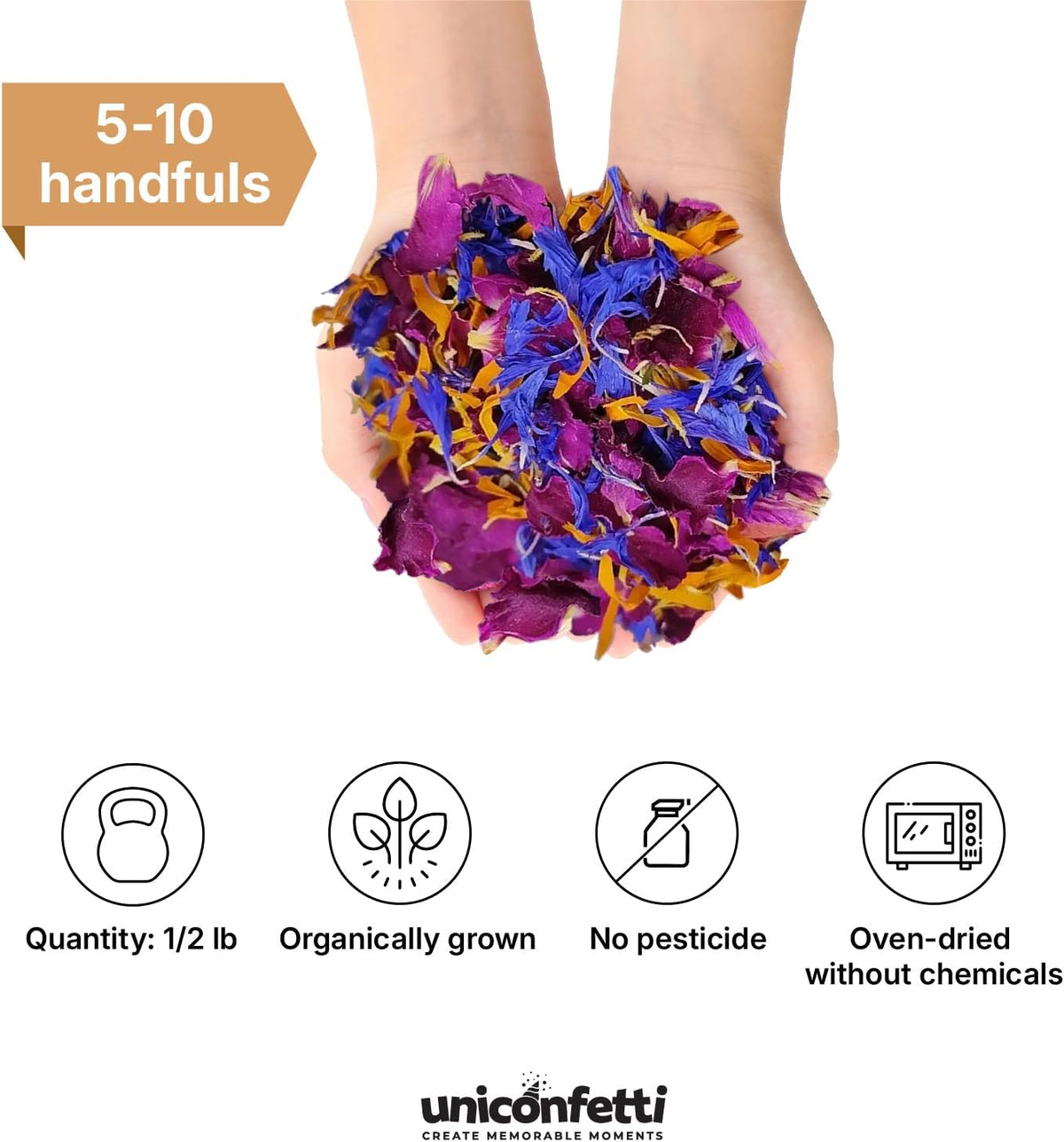 Dried Flower Mixed Flowers Biodegradable Confetti - Real Flower Petals for Weddings, Flower Girl
