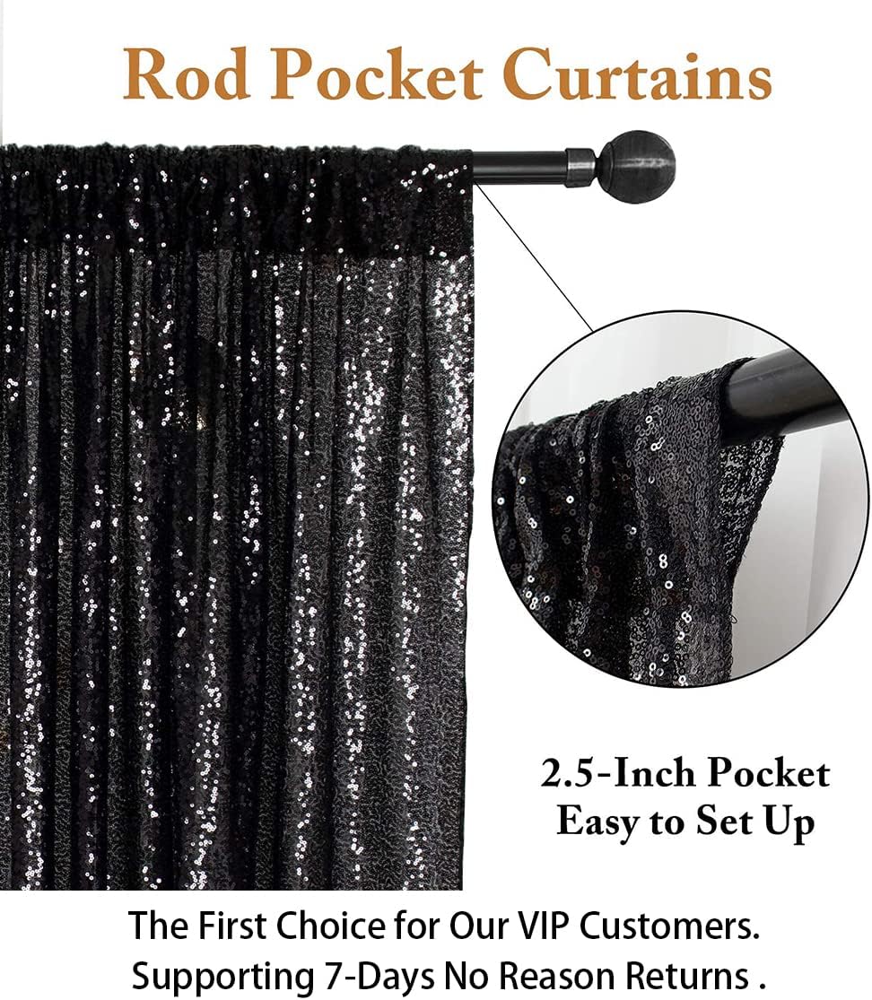 ShinyBeauty Sequin Backdrop- 5FTx10FT-Black-Sequin Photo Backdrop,Photo Booth Background,Sequence
