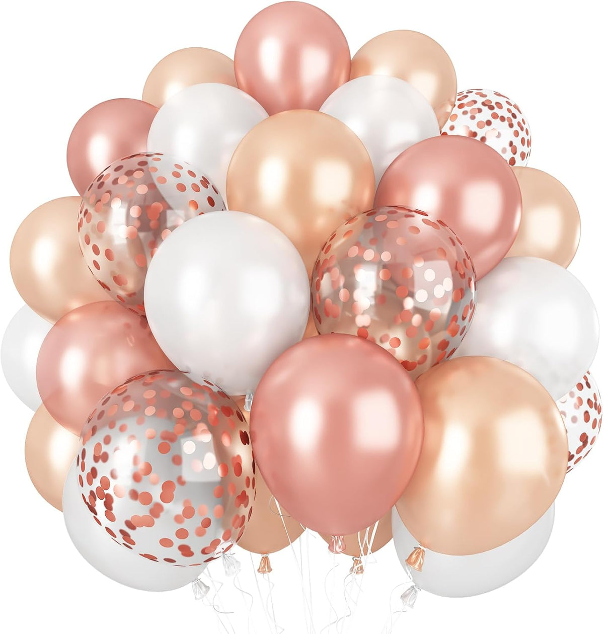 Rose Gold Balloons, 60PCS 12inch Rose Gold White Champagne Latex Balloon Confetti Balloons with