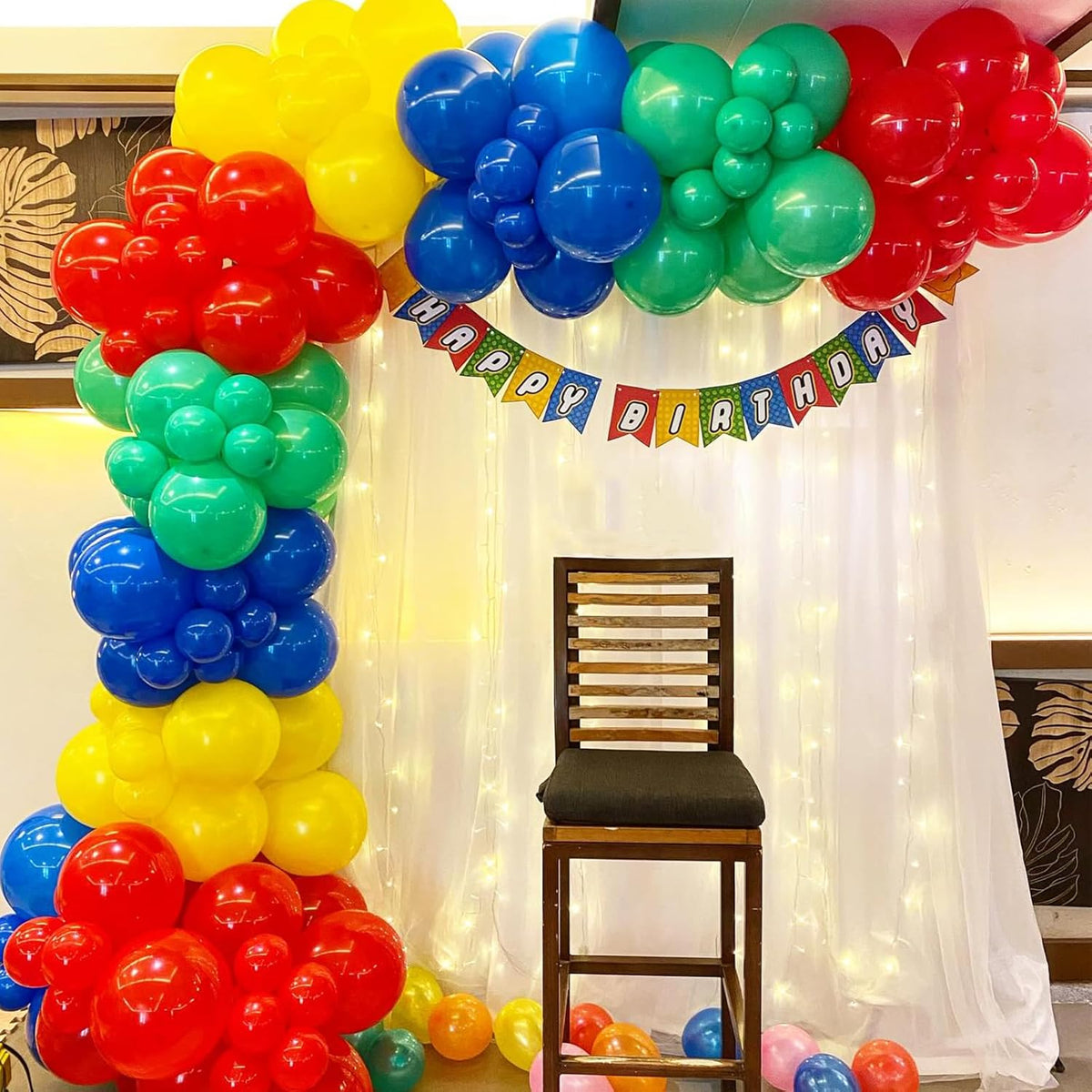 Red Blue Yellow Green Balloon Set, 12 Inch Carnival Circus Party Balloon Red Blue Green Yellow