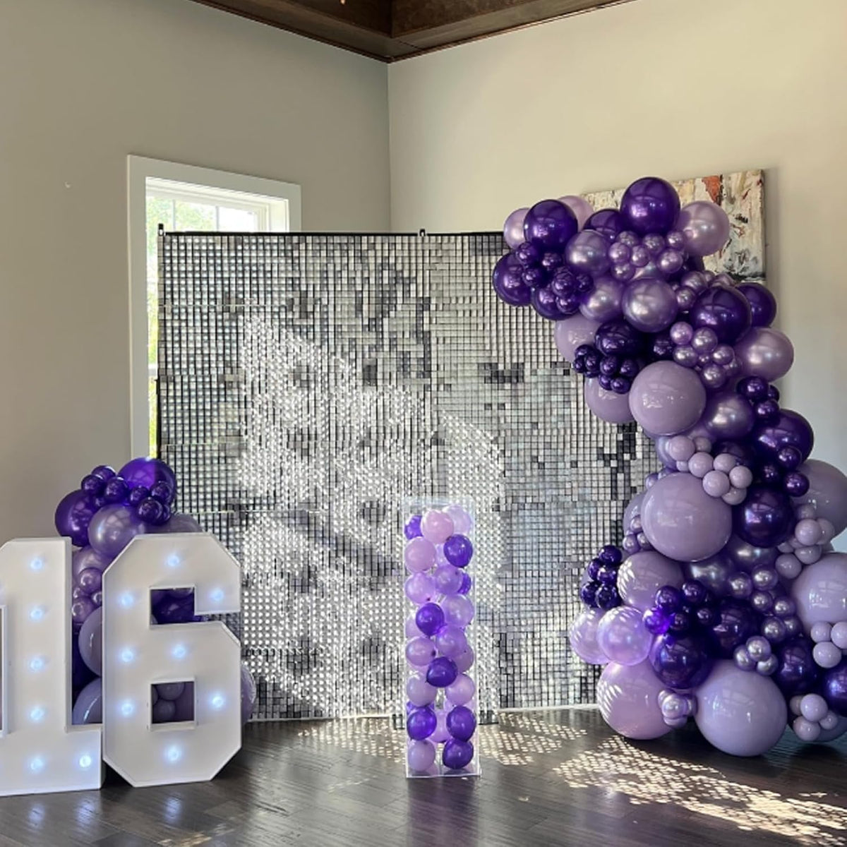 Purple Balloons,50Pcs 12 Inch Metallic Lavender Black Purple Confetti for Princess Girl Birthday