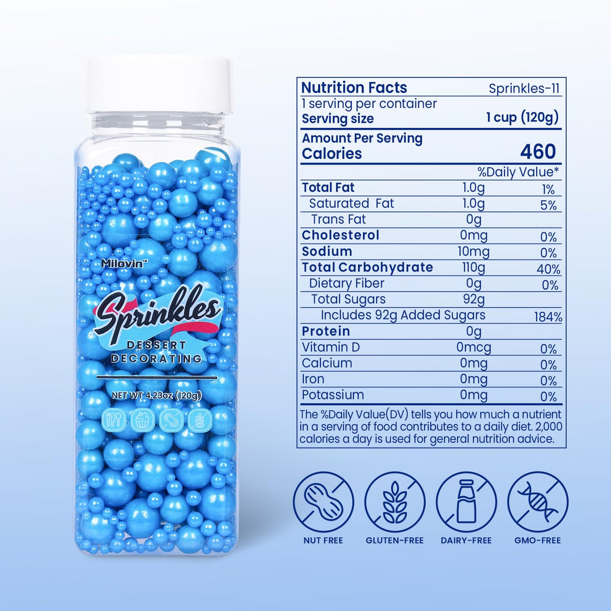 Edible Pearls for Cake Decorating, Blue Pearl Sprinkles, Blue Sprinkles for Cookies, Macaron, Cake