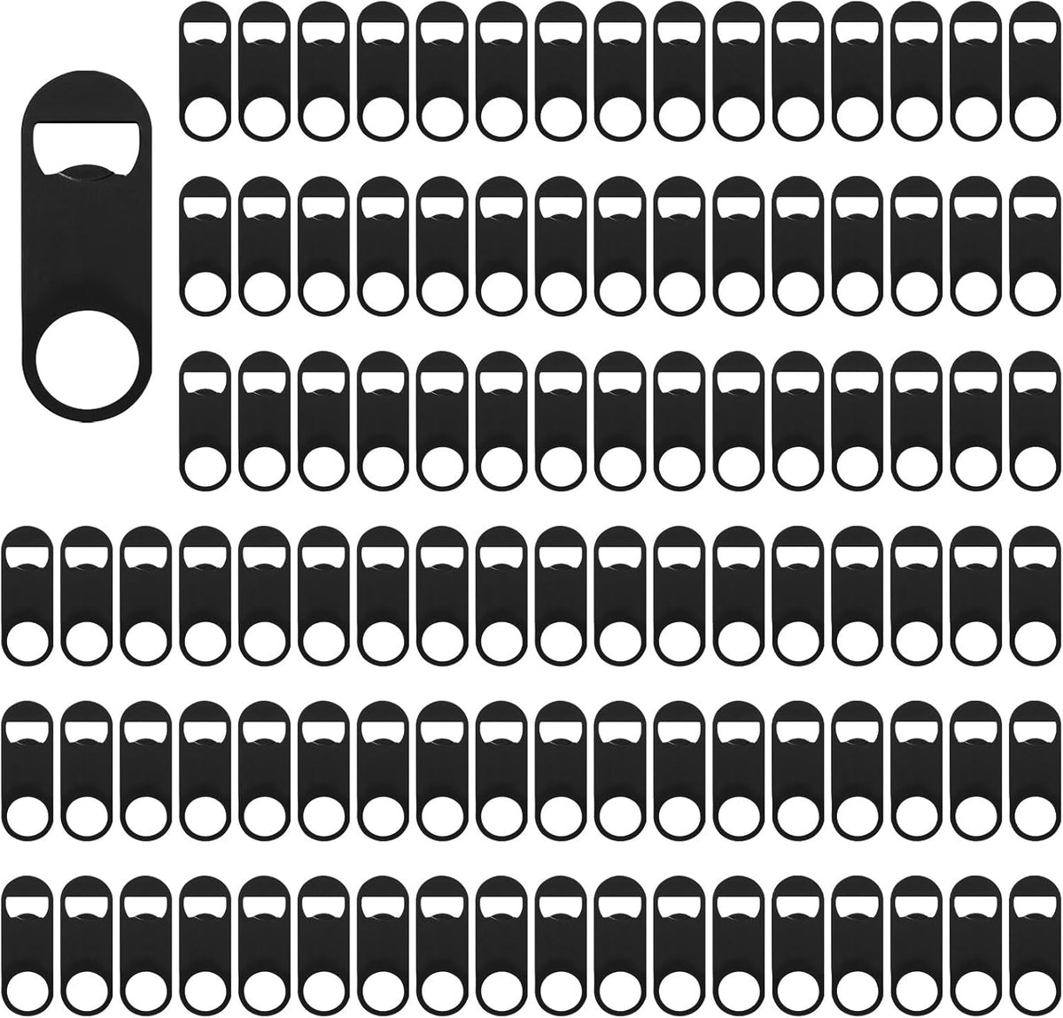 100 Pack Flat Beer Bottle Opener 3.5 inch Stainless Steel Flat Bottle Opener Black Beer Bottle