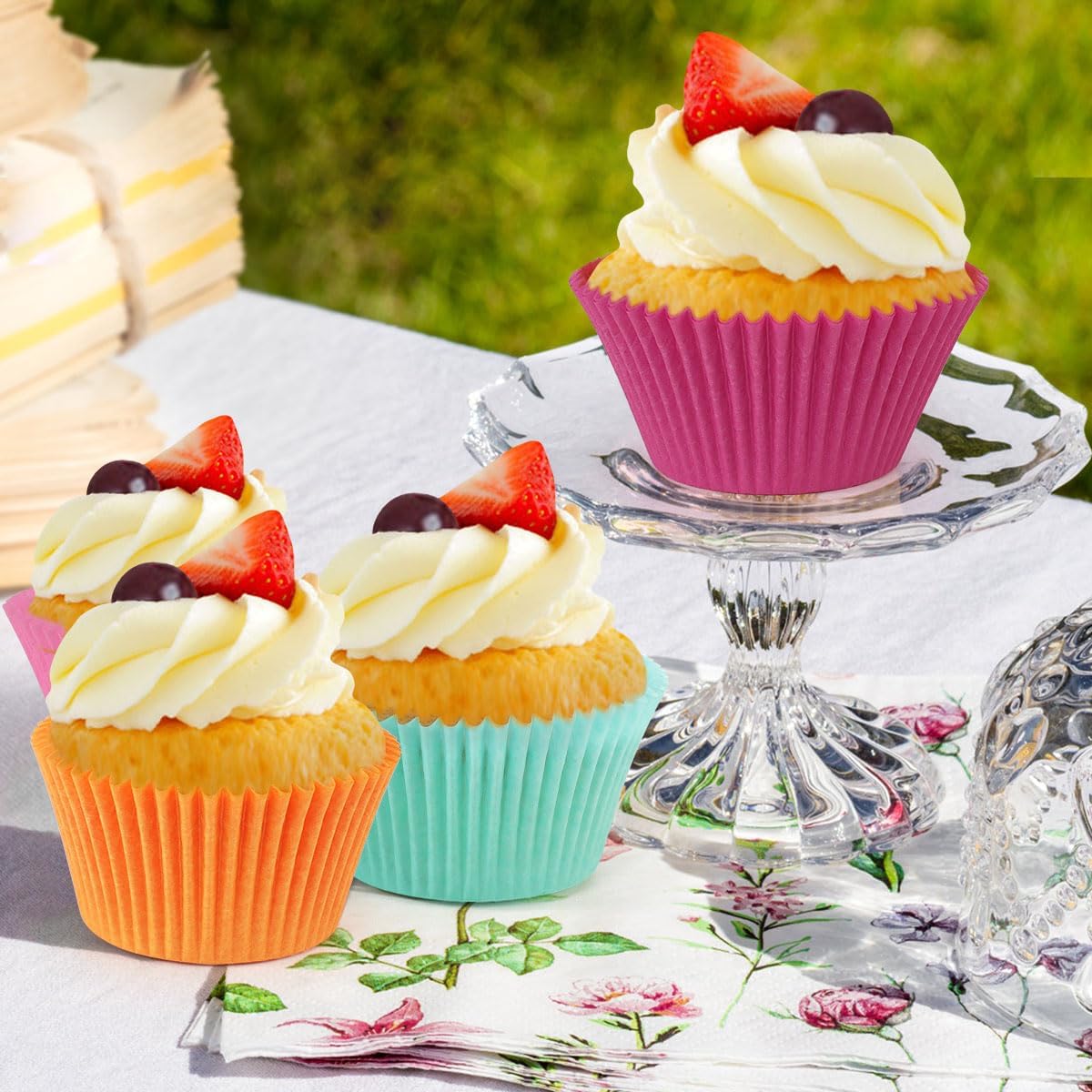 Caperci Rainbow Standard Cupcake Liners Bright Colorful Muffin Baking Cups 350-Count, Odorless