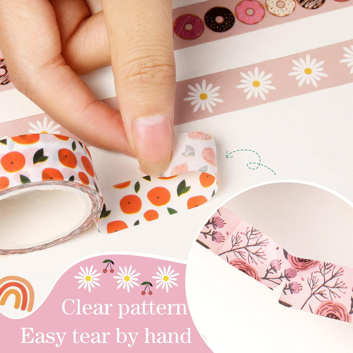 TaoBary 33 Rolls Holiday Plaid Washi Tape, 15 mm Seasonal Washi Tape Set Bohemian Colorful Vintage