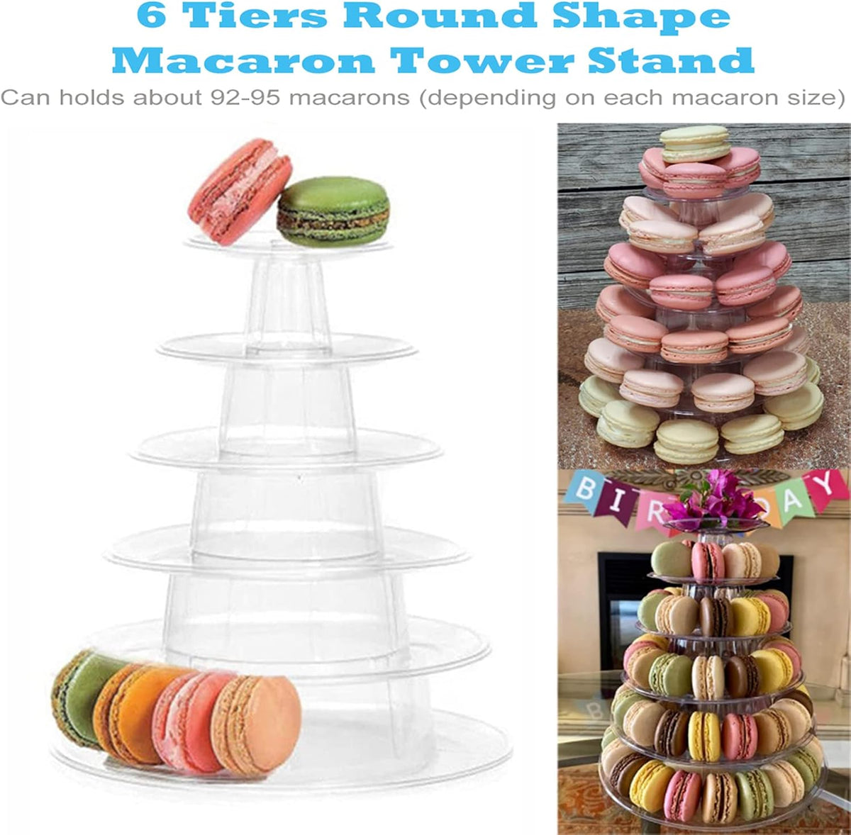 Macaron Tower Stand, 6 Tiers Macaron Display Macaroon Stand Tower Desserts Cupcake Holder Platter