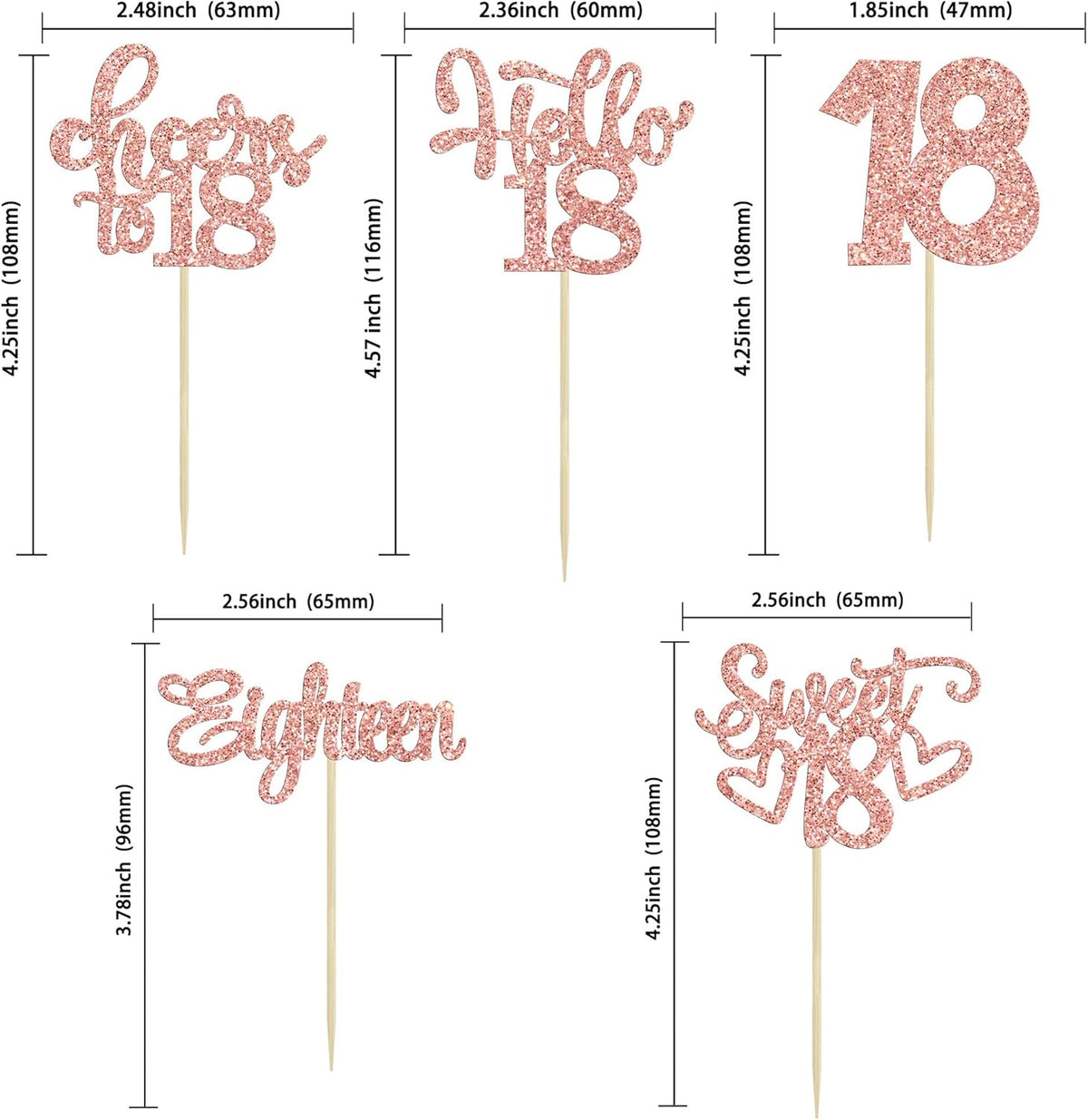 30Pcs18th Birthday Cupcake Toppers Eighteen Happy 18th Cupcake Picks Sweet 18 Cheers to 18 Cake