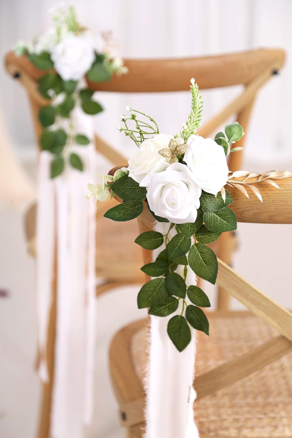 Wedding Aisle Decorations for Wedding Ceremony Set of 10 Pew Flowers for Church Chair Decorations