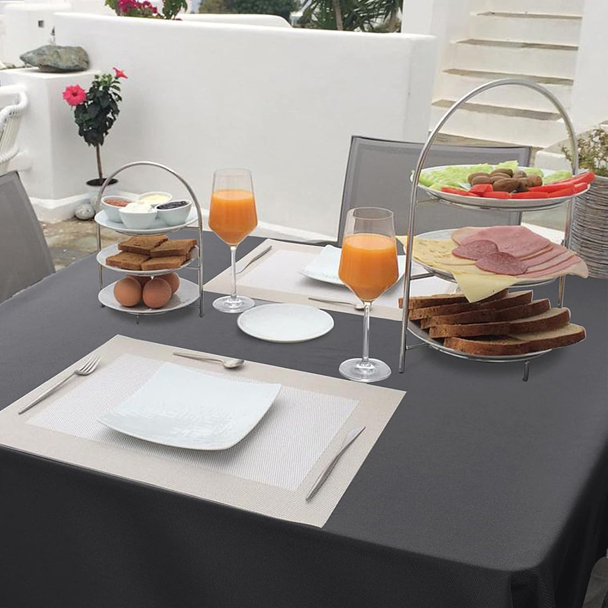 Hiasan Grey Tablecloth for Square Tables - Waterproof and Spillproof Washable Fabric Small Table