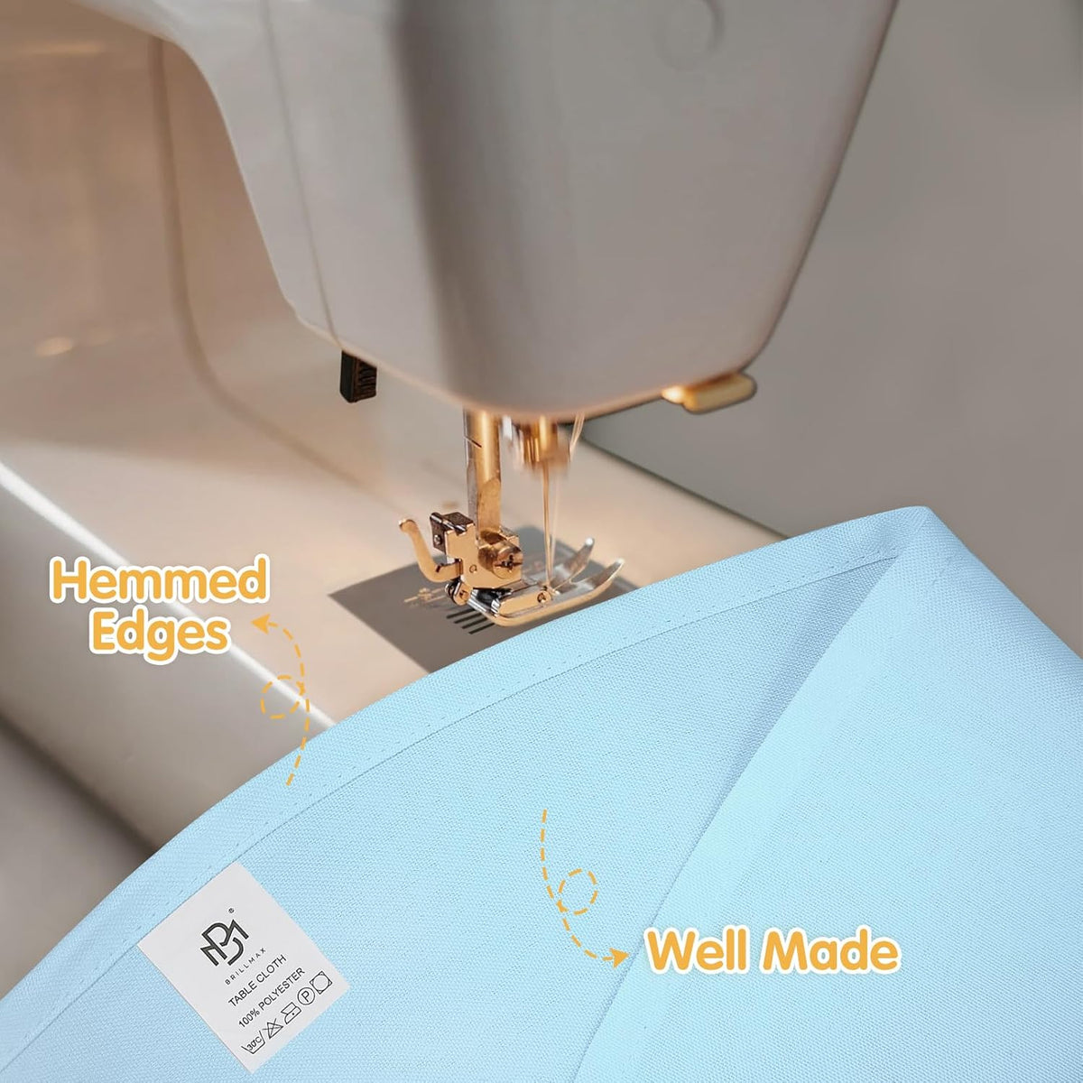 BRILLMAX 6 Pack Light Blue Round Tablecloths 120 Inch - Circle Bulk Linen Polyester Fabric Washable