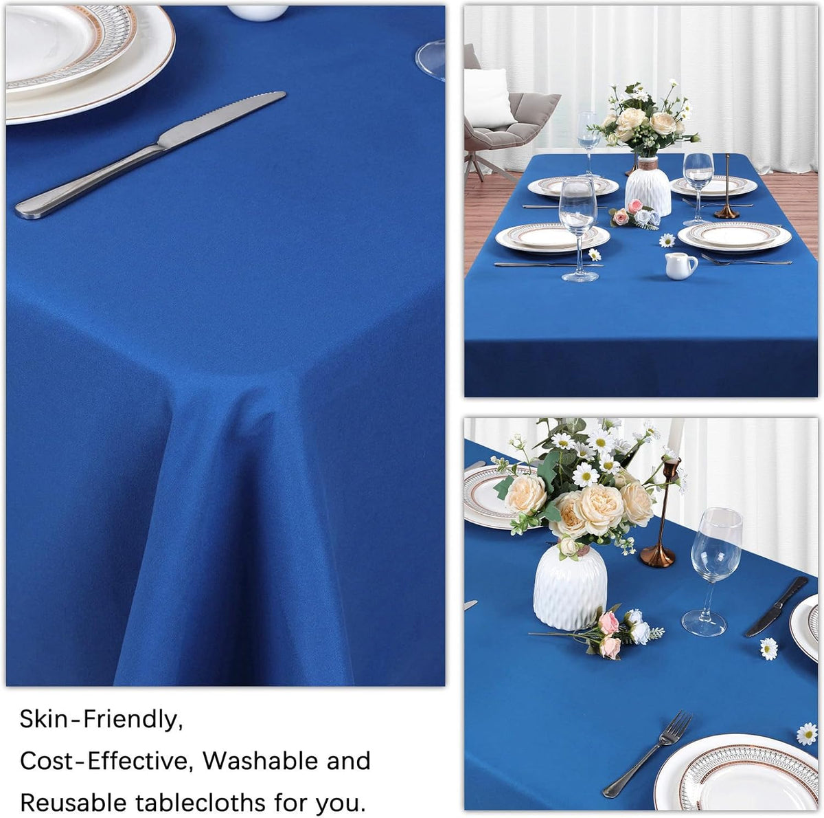 8 Pack Royal Blue Tablecloth 60 x 102 Inch Rectangular Tablecloths for 6 Foot Rectangle Tables