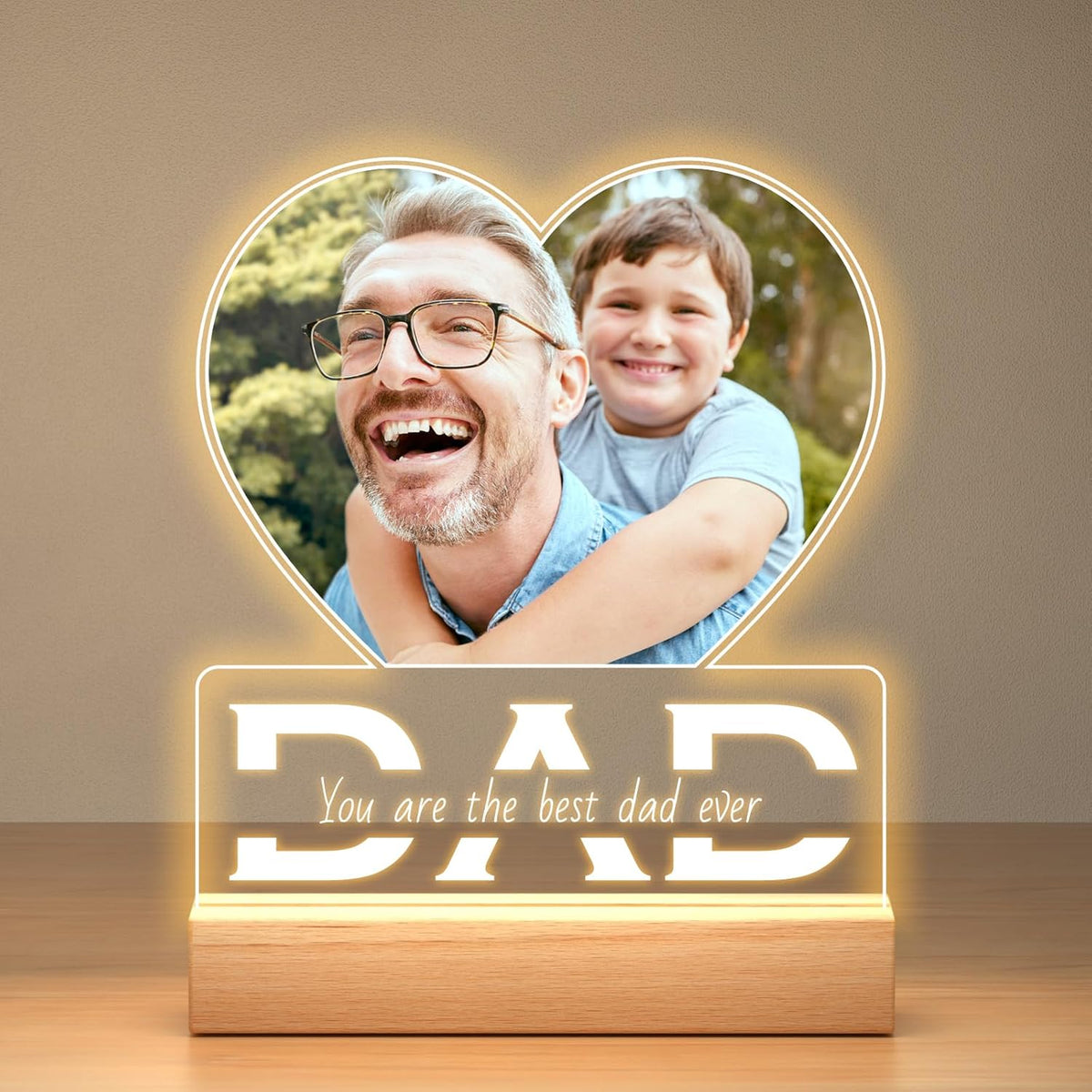 Personalized Photo Gifts for Dad from Daughter and Son, Personalized Picture Frame with Night