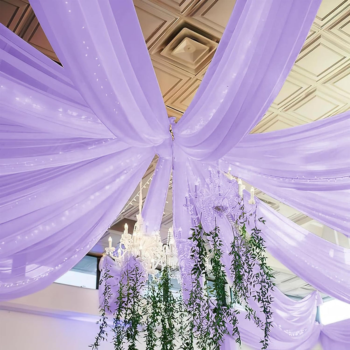 6 Panels Lilac Wedding Ceiling Drapes 5ftx20ft Ceiling Drapes Chiffon Fabric Arch Draping Sheer