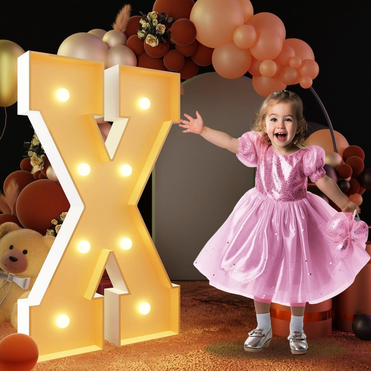 imprsv 3FT Block Marquee Letters Light Up Letters for Birthday Baby Shower Party Backdrop Decor