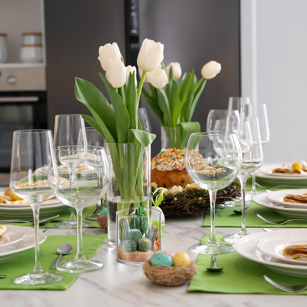 48 Pack Thick Glass Cylinder Vases 4,6,9,12 Inch Tall Clear Flower Vase Hurricane Floating Candle