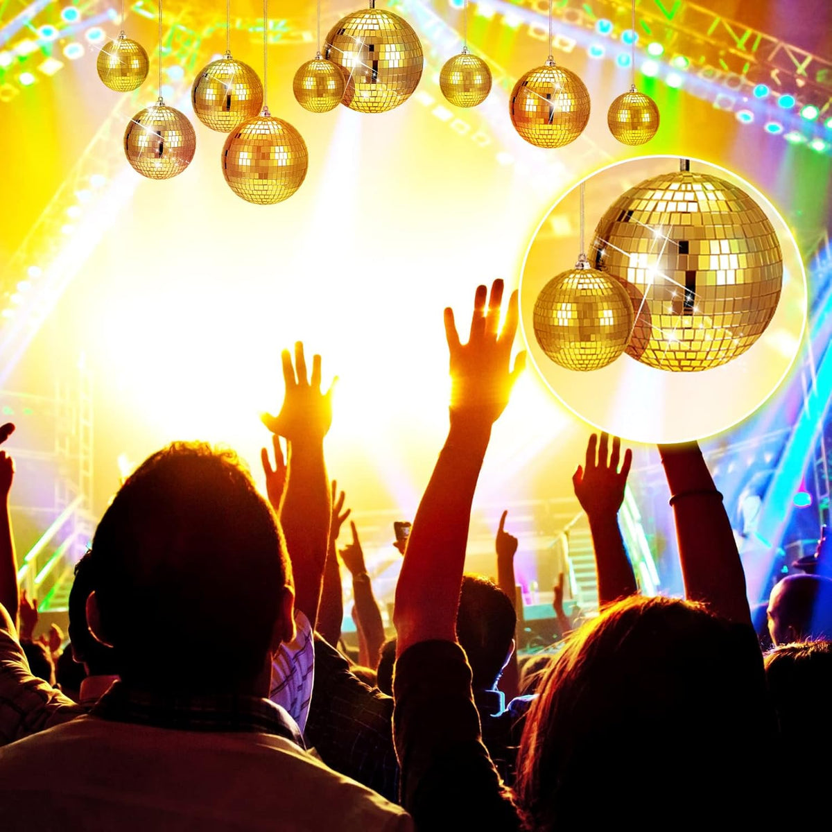 WILLBOND 12 Pack Disco Ball Mirror Ball with Hanging Ring for Fun Retro Disco Party Decorations