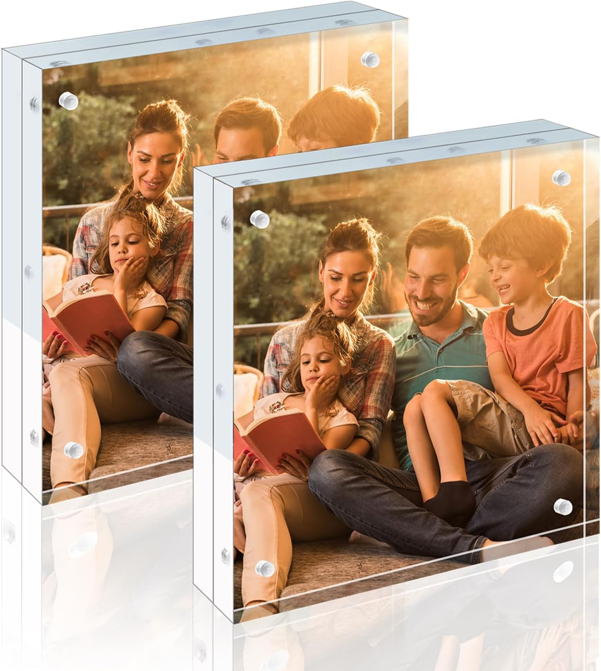 Egofine 8x8 Acrylic Frames 2 Pack, 20mm Thicker Frameless Clear Picture Frames, Double Sided