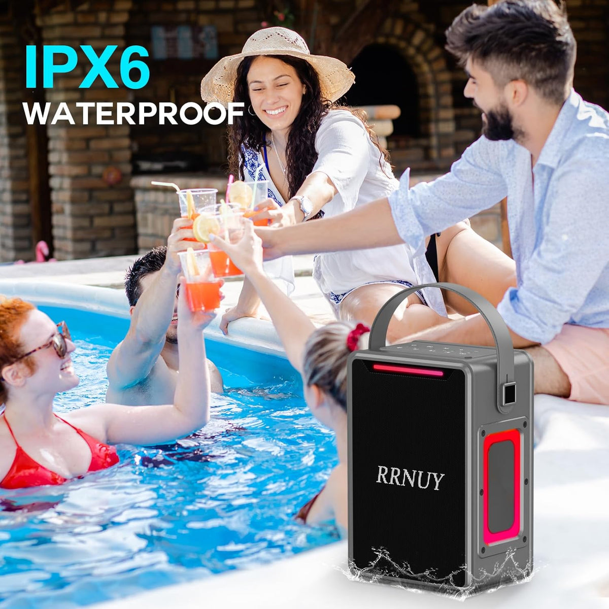 Portable Bluetooth Speaker 60W IPX6 Waterproof Wireless Speakers with Deep Bass, TWS Pairing, DSP