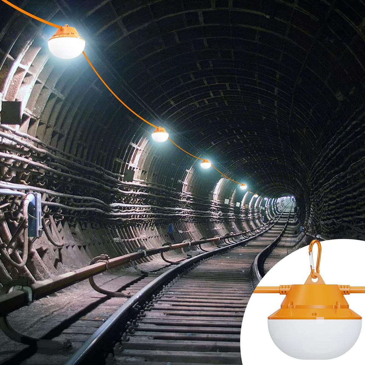 120FT Construction String Lights 180W String Work Light for Construction Jobsites, 18000Lumen