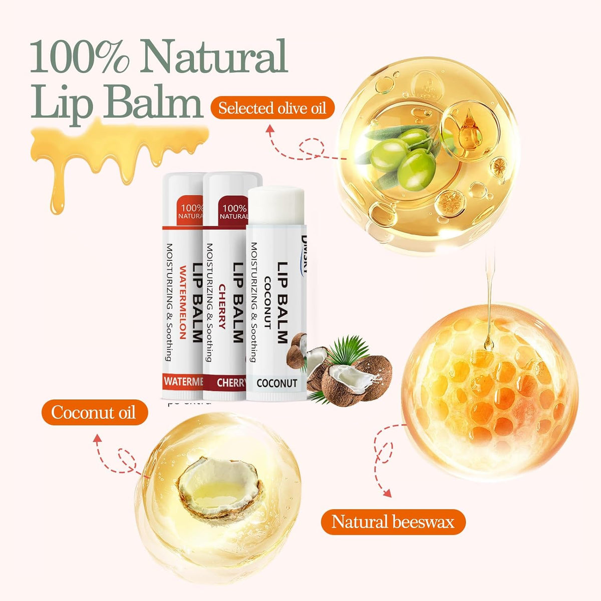 40 Pack Lip Balm Bulk, Fruit Lip Balm Variety Pack, Natural Moisturizing Balms for Dry Cracked