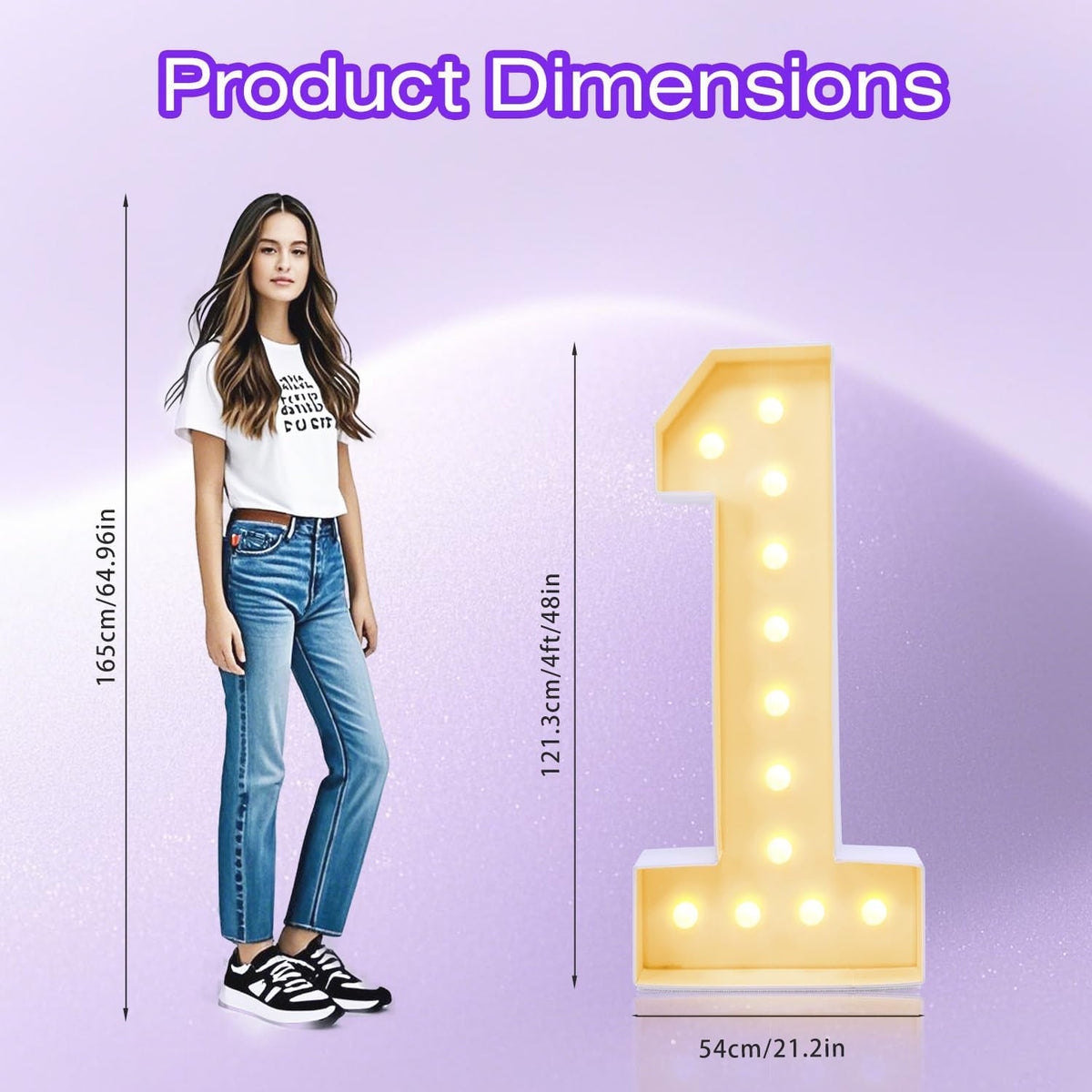 4FT Plastic Marquee Numbers 1 - Light up Numbers Are Made from Corrugated Plastic Board - Quick
