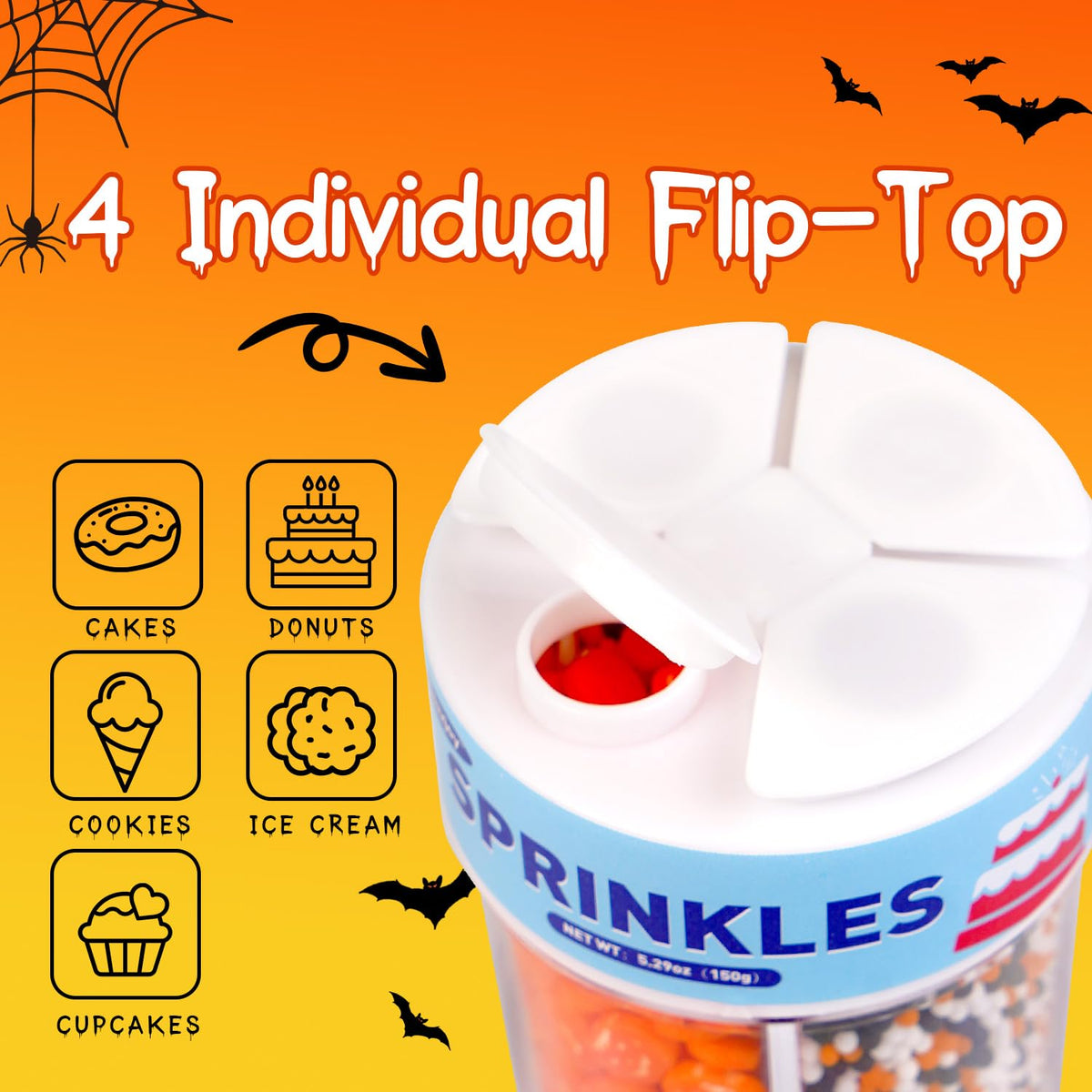 Dazzjoy Halloween Sprinkles, 150g/5.29oz, Edible Halloween Sprinkles for Cake Decorating, Edible